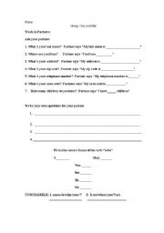 English Worksheet: Beginning Questioning Activity