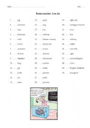 English Worksheet: exercise on the indefinite article