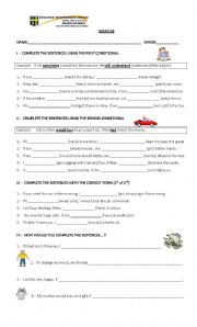 English Worksheet: CONDITIONAL 1ST AND 2ND