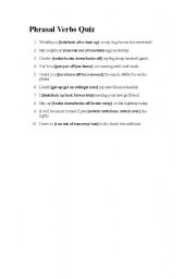 English Worksheet: Phrasal Verbs Quiz