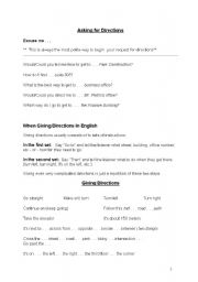 English Worksheet: Giving and asking for directions