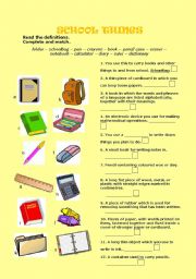 English worksheet: SCHOOL THINGS