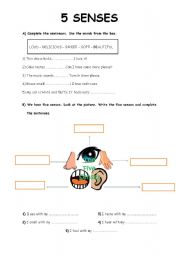 English worksheet: FVE SENSES