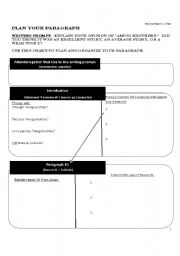 English Worksheet: How to write/plan a paragraph