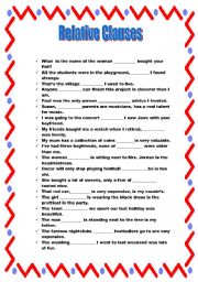 English Worksheet: Relative clauses