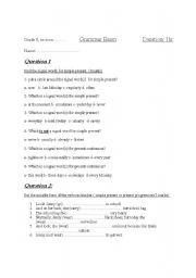 English worksheet: simple present and present continuous quiz