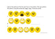 English Worksheet: Emotions Pattern Activity Kindergarten