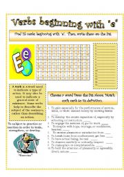 English Worksheet: Verbs (E)...A list of verbs classified by their beginning sounds.