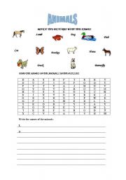 English worksheet: ANIMALS