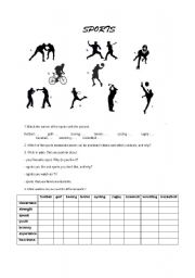 English Worksheet: Sports