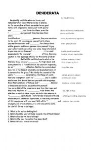 English Worksheet: Poem 