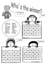 English Worksheet: Bingo. Numbers 1-100