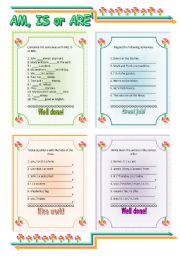 English Worksheet: Am - is - are