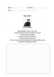 English Worksheet: Writing pop star