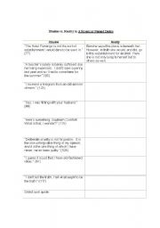 English worksheet: Illusion vs. Reality