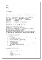 English Worksheet: tag question and money vacabulary