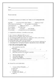 English worksheet: tag question and money vacabulary