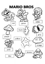 English Worksheet: Mario Bros Coloring Color 