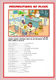 English Worksheet: PREPOSITIONS OF PLACE