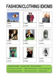 English Worksheet: BODY AND CLOTHING IDIOMS MATCH