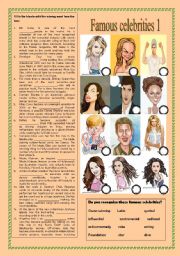 English Worksheet: Famous celebrities part 1 (09.11.2010)