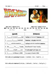 English Worksheet: back to the future