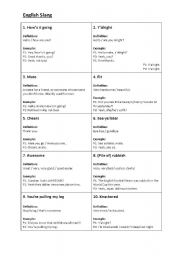 English Worksheet: British English Slang