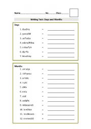 English worksheet: Months of the year