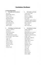 English worksheet: Vocabulary of Parts of the house