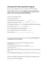 English Worksheet: Giving opinions and disagreeing with others
