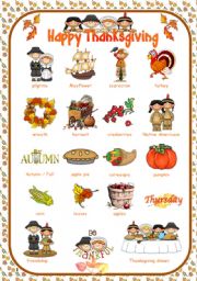 English Worksheet: Thanksgiving Pictionary