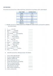 English worksheet: CONTRACTIONS