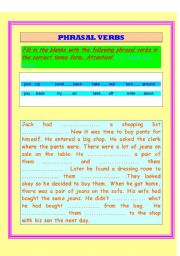 English Worksheet: Phrasal Verbs with Answers ( 2 pages )
