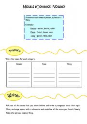 English worksheet: Common Nouns