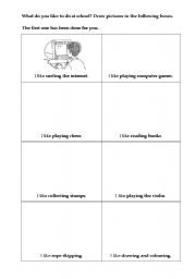 English worksheet: I like verb+ing