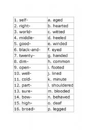 English Worksheet: Compound Adjectives Worksheet & Rules
