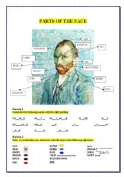 English Worksheet: Parts of face in a Van Gogh style