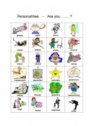 English Worksheet: Personalities pictionary