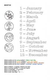 English Worksheet: Months and seasons