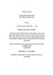 English Worksheet: Hide and Seek instructions for elementary