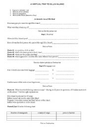 A Virtual Trip to Ellis Island worksheet