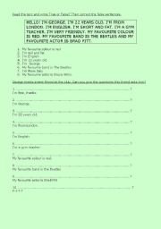 English worksheet: Pesonal Information and Interview