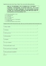 English Worksheet: Pesonal Information and Interview