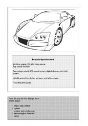 English Worksheet: Design a Car