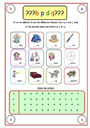 English Worksheet: confusing letters b p d q