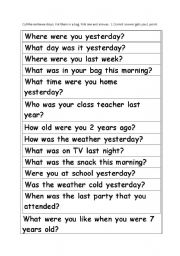 English Worksheet: was-were practice