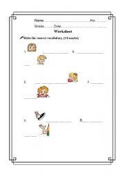 English Worksheet: Parts of body
