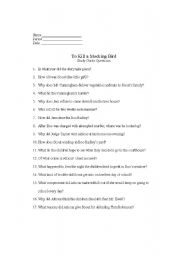 English worksheet: To Kill a Mocking Bird Study Guide Questions