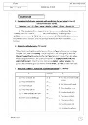 English Worksheet: remedial work for the 7th formers