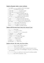 English Worksheet: Present simple  and present continuous exam